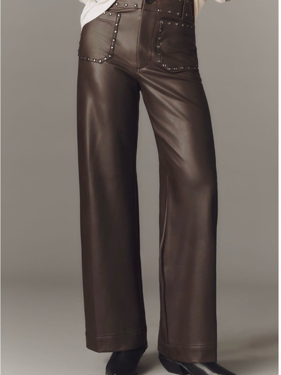 Anthropologie Pants - Anthropologie Colette Full-Length Faux Leather Studded brown pants 31 western